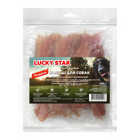 Lucky Star В'ялене куряче філе для собак - 500 - 27-29 - Зіп-пакет - Китай - Для будь-якого віку - 11 - 2 PM003 фото