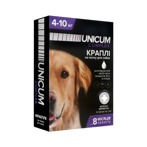 Краплі від бліх, кліщів та гельмінтів на холку UNICUM COMPLEX - 4 - Україна - Дорослі - Від бліх, кліщів та гельмінтів - UNICUM COMPLEX - 1 - 4-10 UN-032 фото