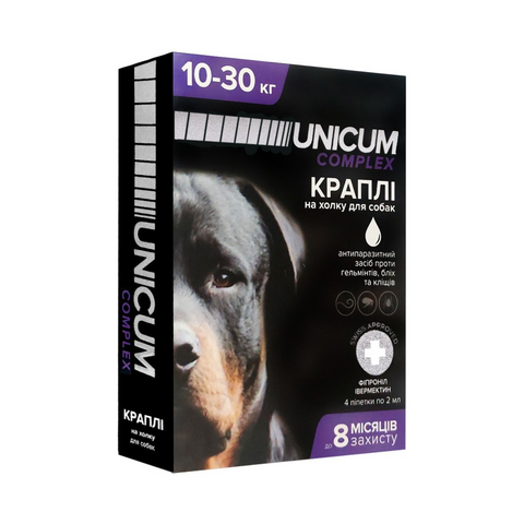 Краплі від бліх, кліщів та гельмінтів на холку UNICUM COMPLEX - 4 - Україна - Дорослі - Від бліх, кліщів та гельмінтів - UNICUM COMPLEX - 2 - 10-30 UN-033 фото